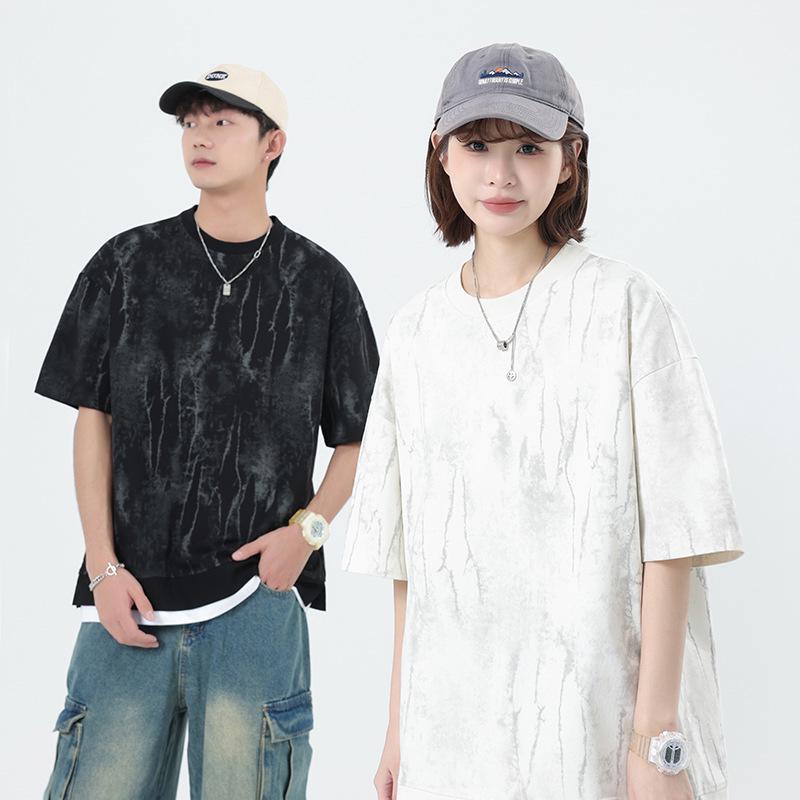 Kunhai Pengyun Men's Trendy Fake Two-Piece Summer T-Shirt with Personality Print