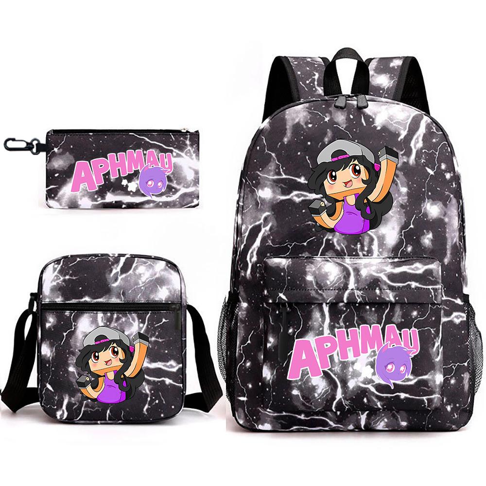Spielwaren Aphmau Schultasche Cartoon Rucksack Federmäppchen Umhängetasche Dreiteiliges Set