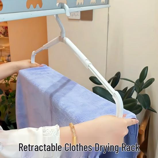 Seamless Retractable Clothes Rack for Drying Sheets, Towels, and Duvet Covers – Ideal for Long Garments