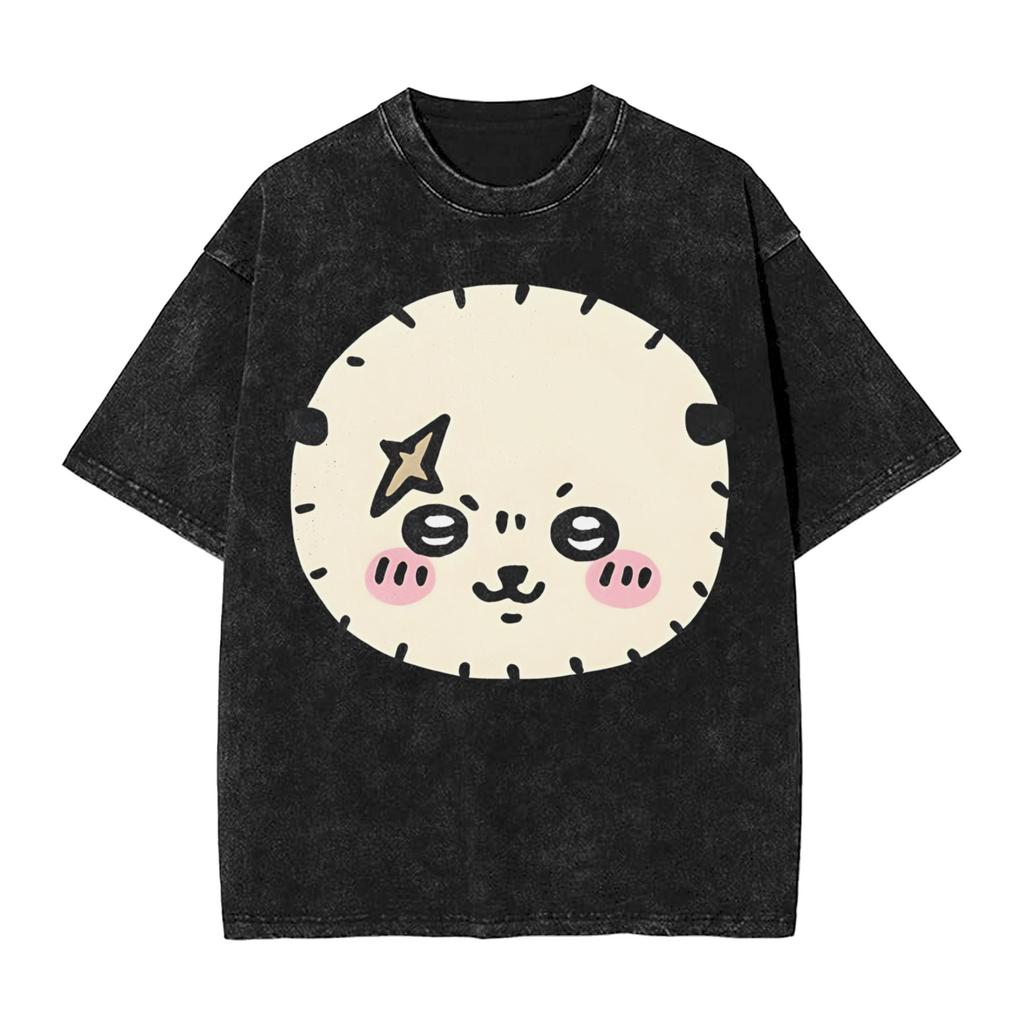Chiikawas Cryba Gewaschenes T-Shirt Streetwear Hip Hop Lässige T-Shirts Tops Herren Damen Baumwolle Harajuku Bedruckt