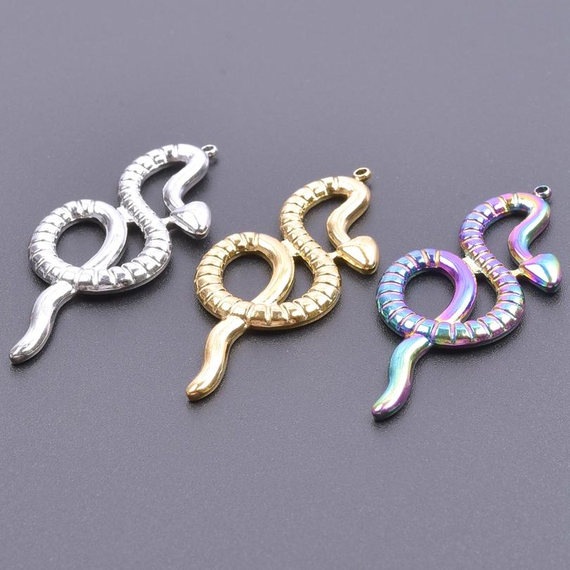 Different Style 3pcs Serpent Charm Stainless Steel Pendant Snake Pendant Charms For Jewelry Making Supplies Animal Punk Material