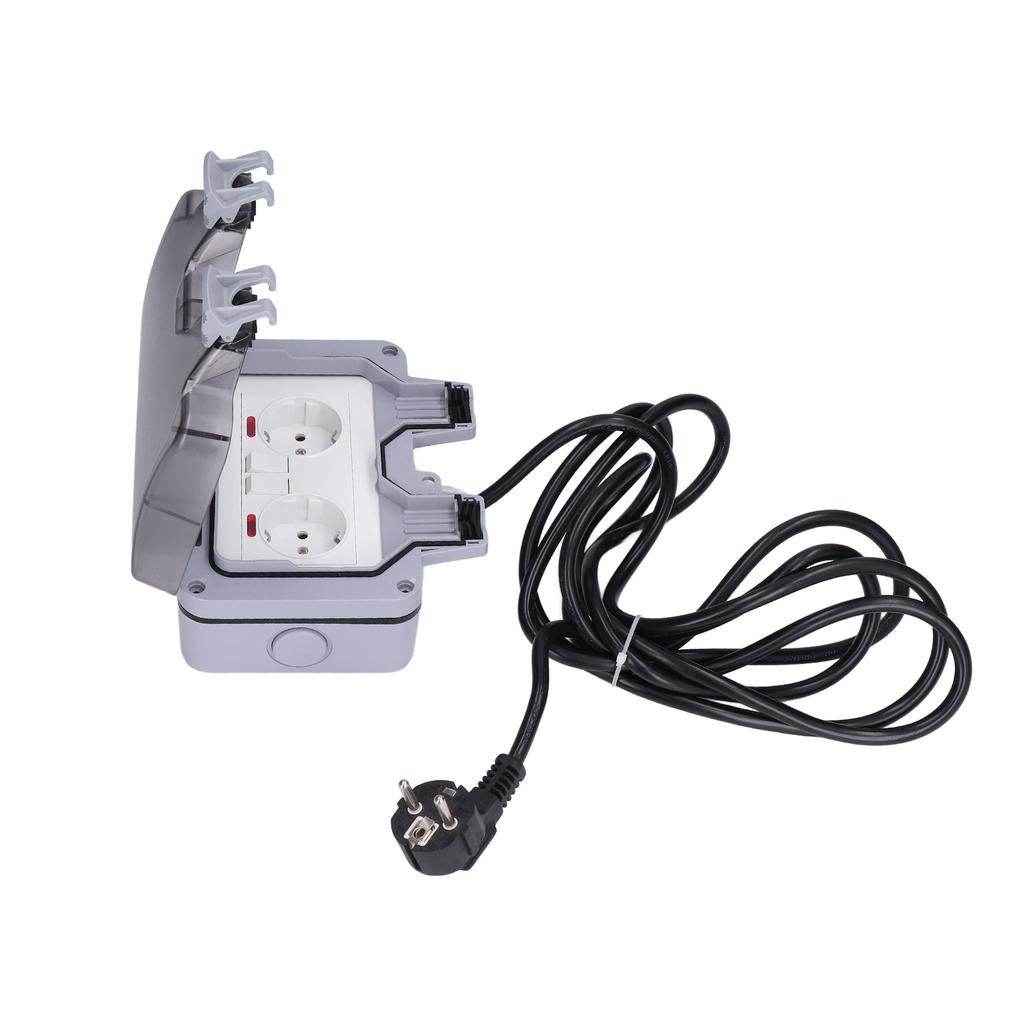 Outdoor Socket Dual European Power Outlet IP66 Waterproof Wall Receptacle  16A