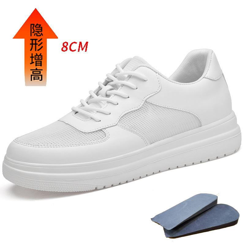 Summer Breathable Invisible Inner Height Increase 6, 8 Men's Shoes Spring Soft Baseplate Shoes Men's Casual Youth Little White Light Shoes