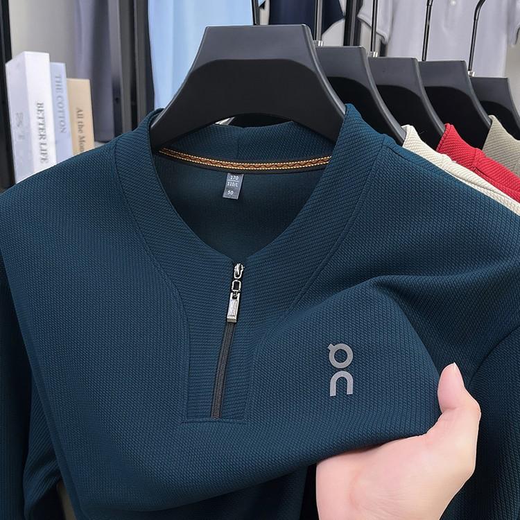 Sweater Men'S Polo Shirt Casual Stand-Up Neck Bottom Shirt Long Sleeve T-Shirt