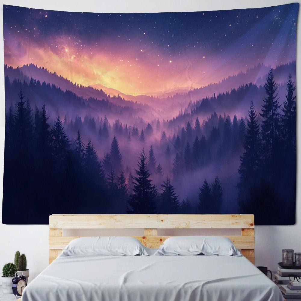Living Room Bedroom Decoration Tapestry Natural Scenery Wall Hanging Home Wall Background Cloth Forest Tree Large-sized Tapestry
