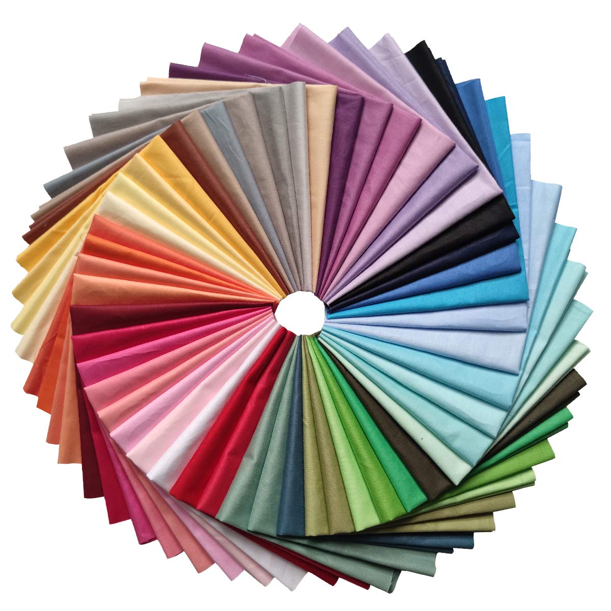 

Pack of 50 Soft Cotton Fabric Solid Patchwork 50 for Crafts Scraps, Color, Fabric, Colors, (30x30cm)