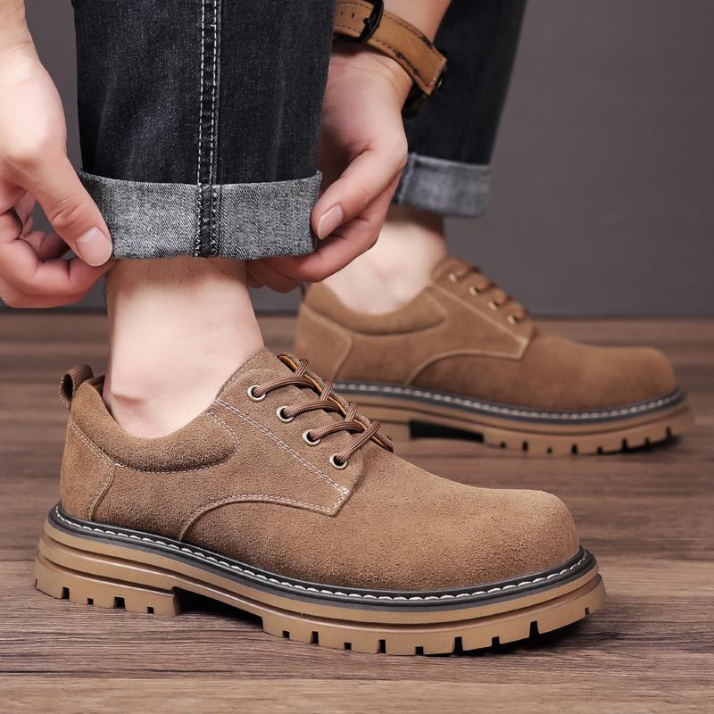 Casual men's thick soled leather shoes Fashionable minimalist design style Outdoor leisure walking office party youth shoes