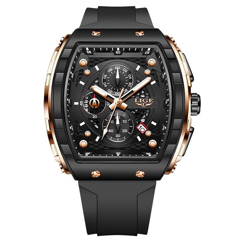 Men Watch Fashion Business Watch Men Square Black Silicone Luminous Waterproof Quartz Wrist Watches For Men Montre Homme