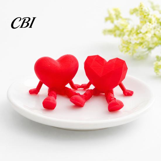 Decorative Desk Accessory Heart Rose Ornament, 3D Printed Red Pen Holder with Movable Joints, Desktop Storage Figure for Valentine Day Pencil Design