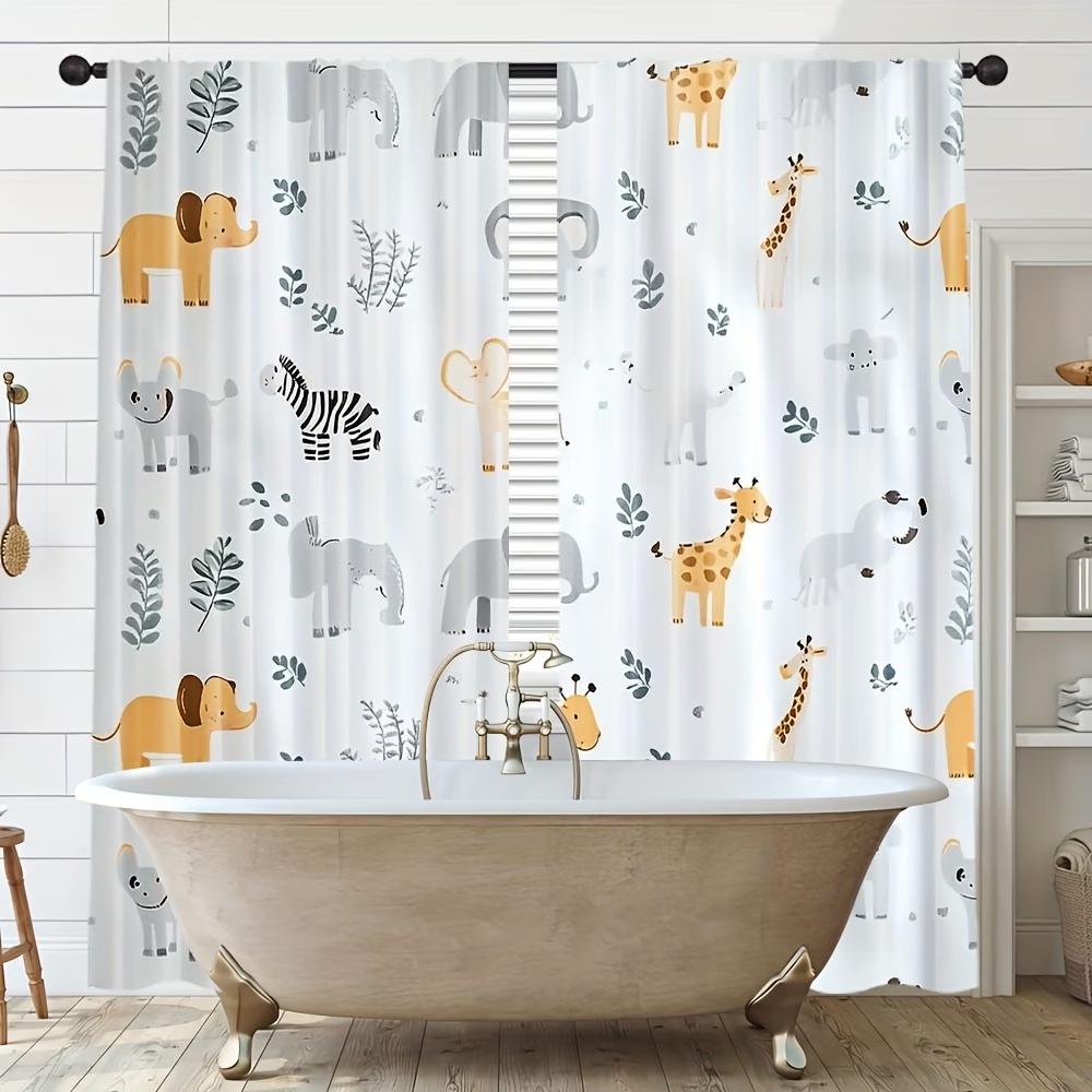 2PCS Digital Printed Curtains, Cute Cartoon Animals Kids Nursery Pattern, Window Drapes for Living Room Bedroom Home Decoration