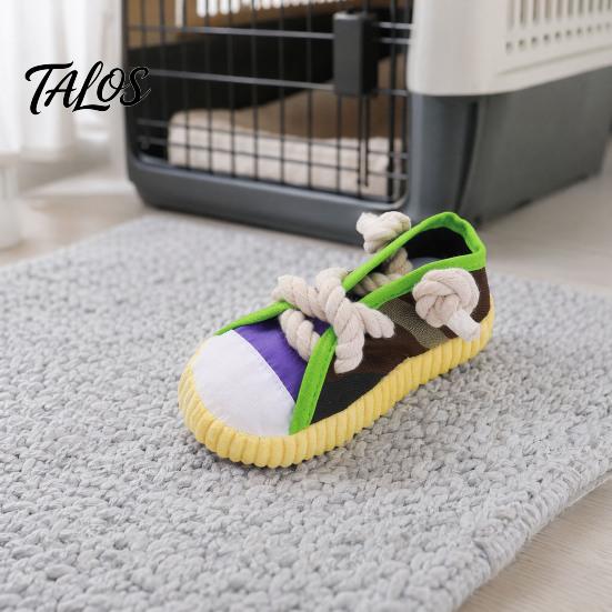 Dog Housebreaking Toy Sneaker Shape Chew Toy, Interactive Pet Tug with Tough For Dogs Squeaker, Oxford Cloth Bite Resistant for Small Medium Rope