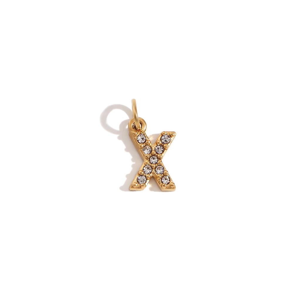 MamacitaSlay Cute Shiny Rhinestone Mini 26 Initial Letter DIY 316L Stainless Steel Charms Jewelry Accessories Round Chain Women