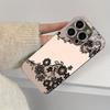 Luxury Pink Black Lace Floral phone case mobile phones for iphone 17 pro max cover Glass for iPhone 17 16 15 14 13 12pm Pro Plus