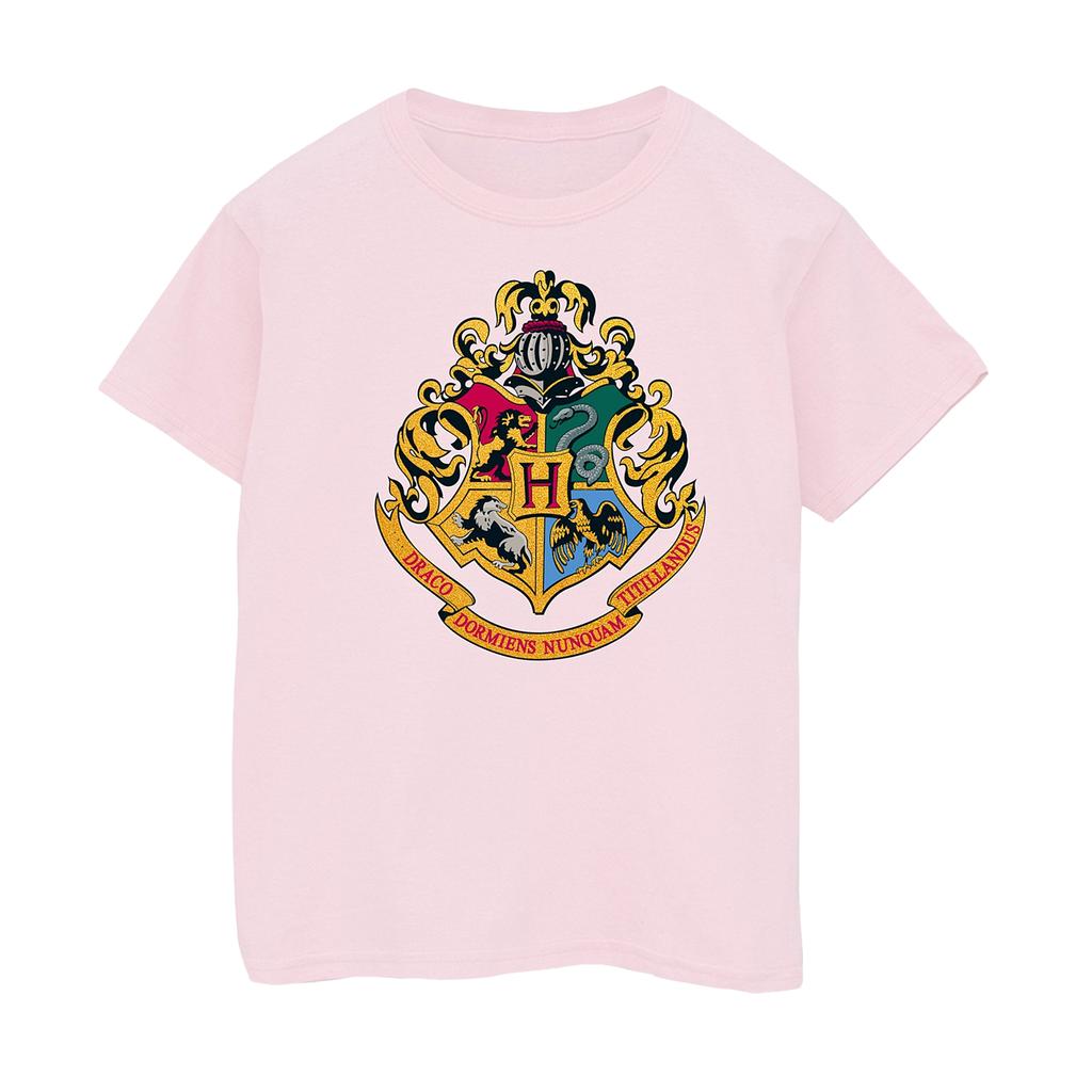 HARRY POTTER Girls Hogwarts Crest Gold Ink Cotton T-Shirt