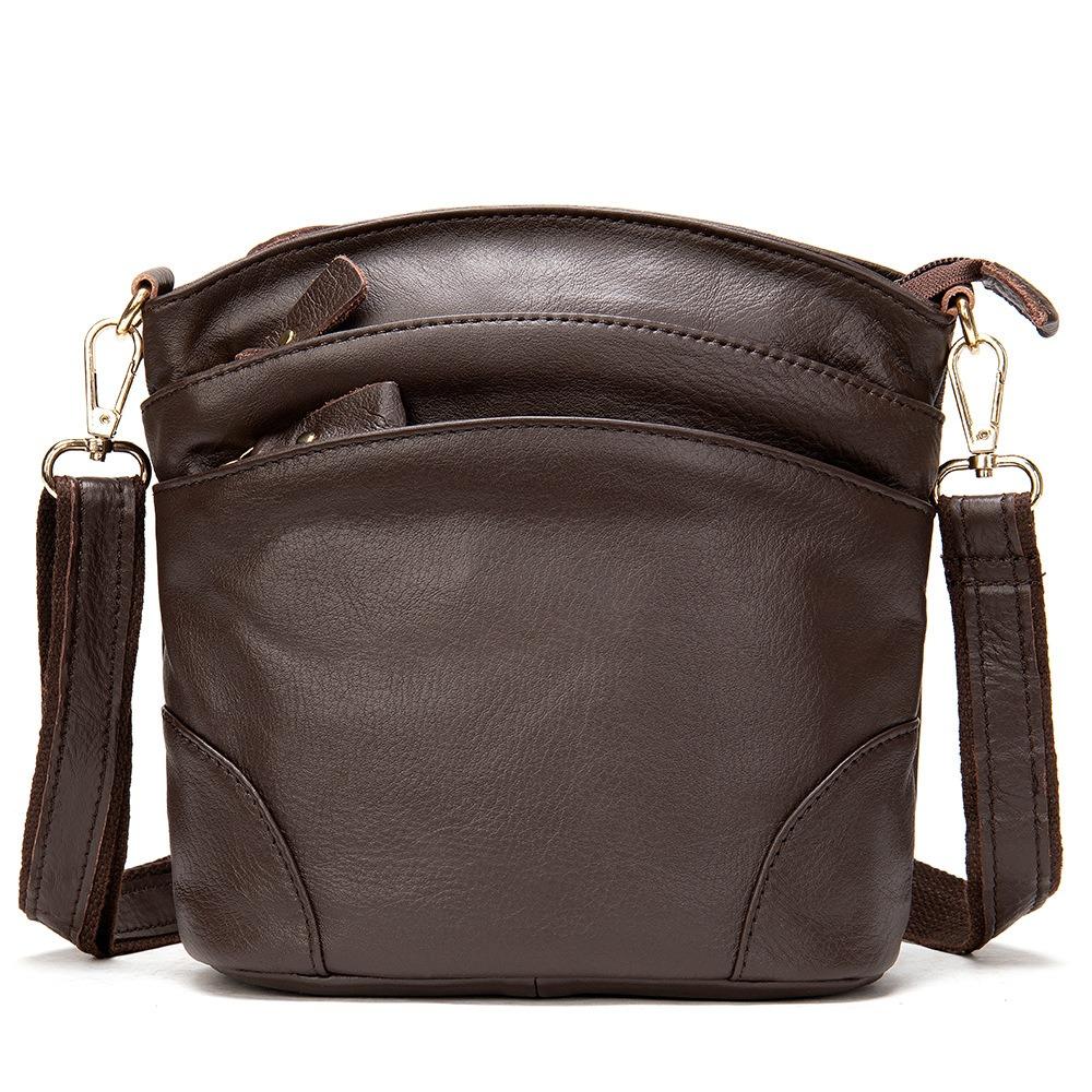 Multi-Pocket Genuine Leather Crossbody Bag for Women