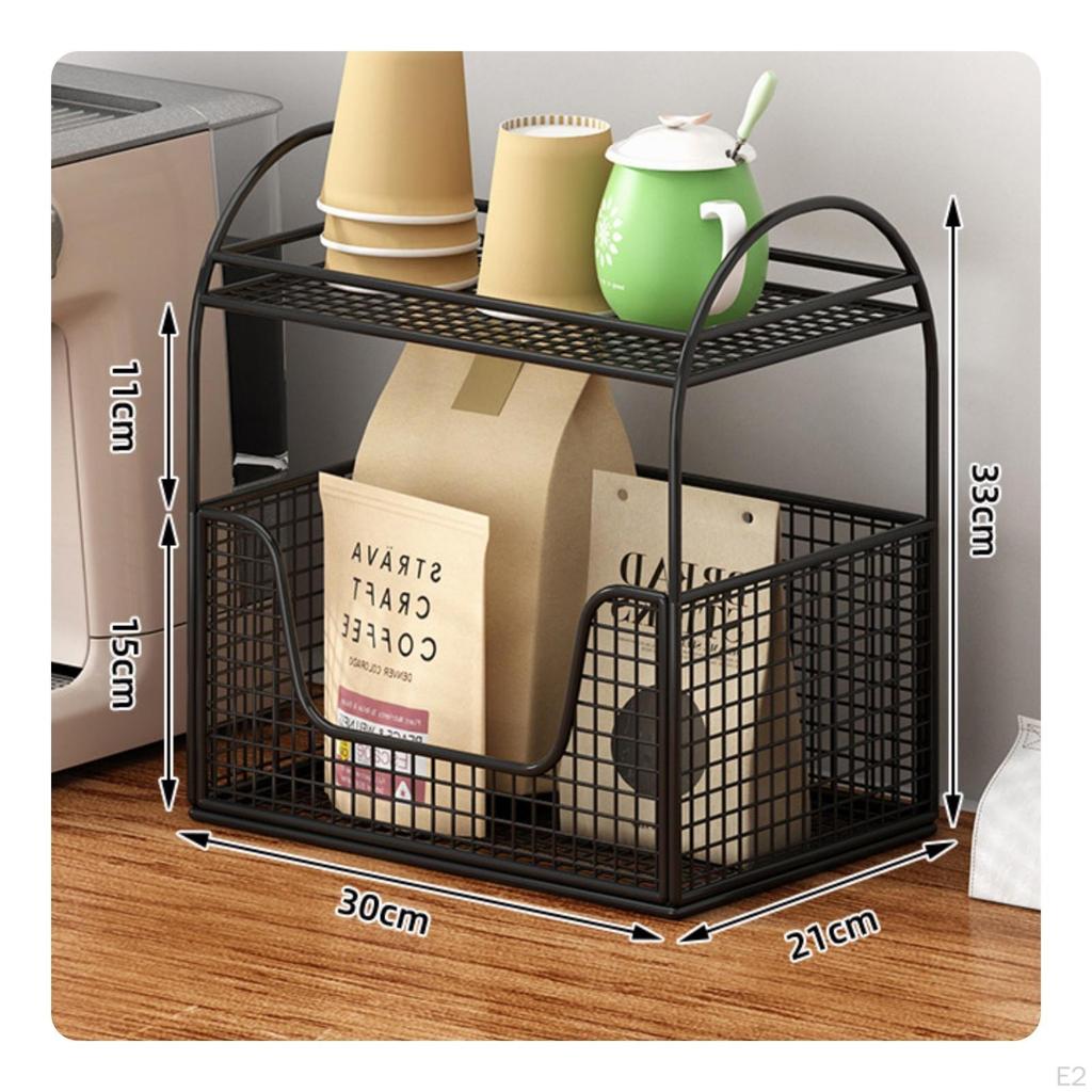 Desktop Storage Rack SpaceSaving TwoTier Desk Shelf Compact Wire Basket Organizer for Professionals,