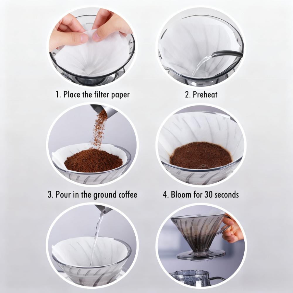 Kegelförmiger Tropfkaffee-Trichter Wiederverwendbarer Kaffee-Dripper Harz-Kaffee-Filter für Pour Over Barista Kaffeezubereitung Kaffeezubehör