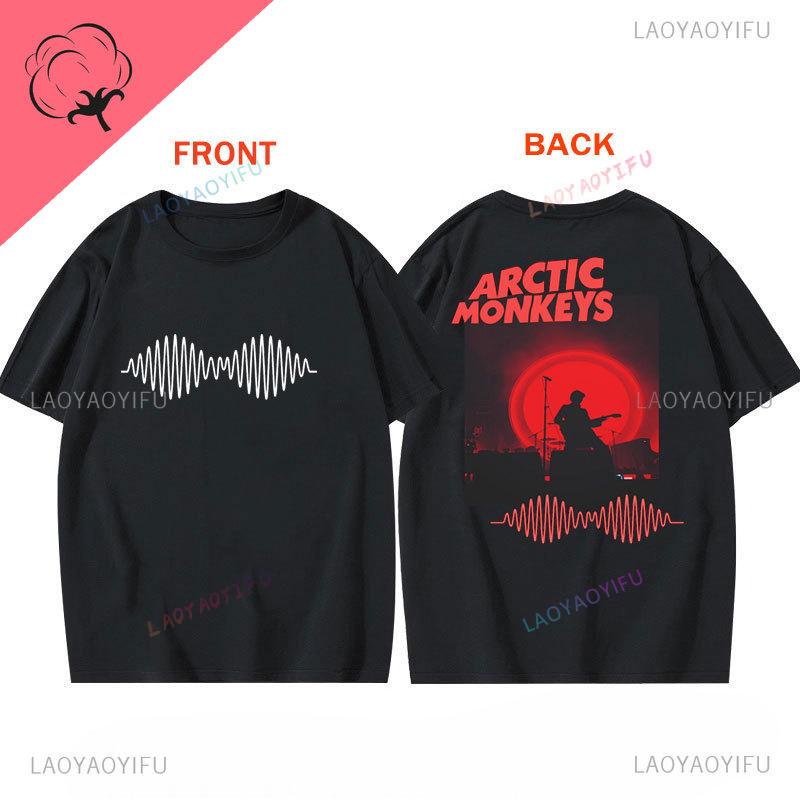 Arctic Monkeys T-Shirt Doppelseitiger Druck Shirt Rundhalsausschnitt Lässig Streetwear Allmatch Alternative Rock Goth Y2k Kleidung