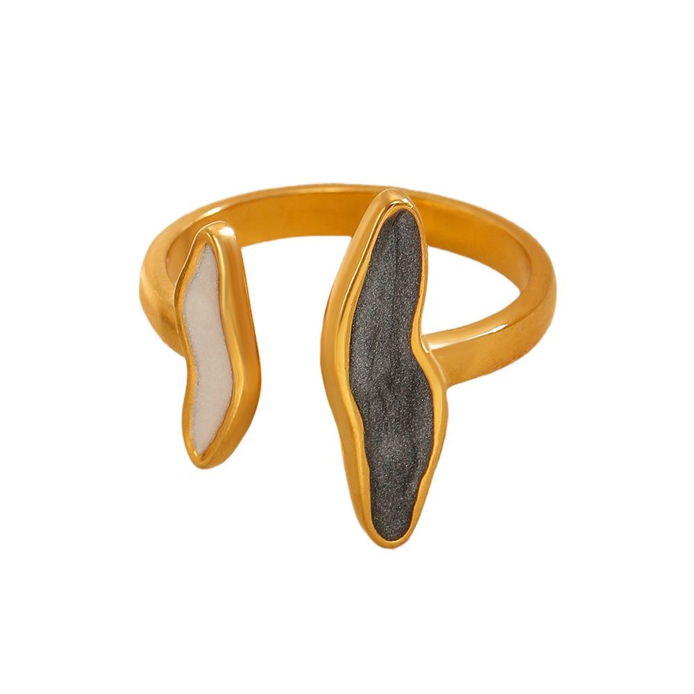 French Retro 18K Gold-Plated Adjustable Stainless Steel Ring - Fade-Resistant Hand Jewelry