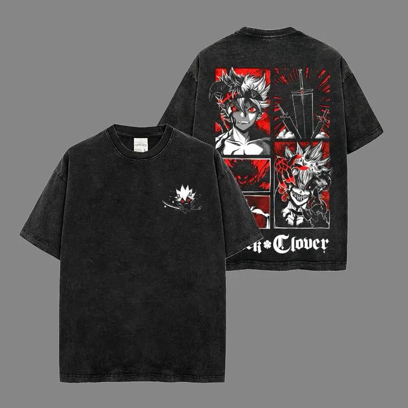 

Anime Black Clover Asta Printed Tee Men Women Washed Cotton T-shirts Manga Vintage T Shirt Harajuku Male Short Sleeve Tshirt XXL чёрный
