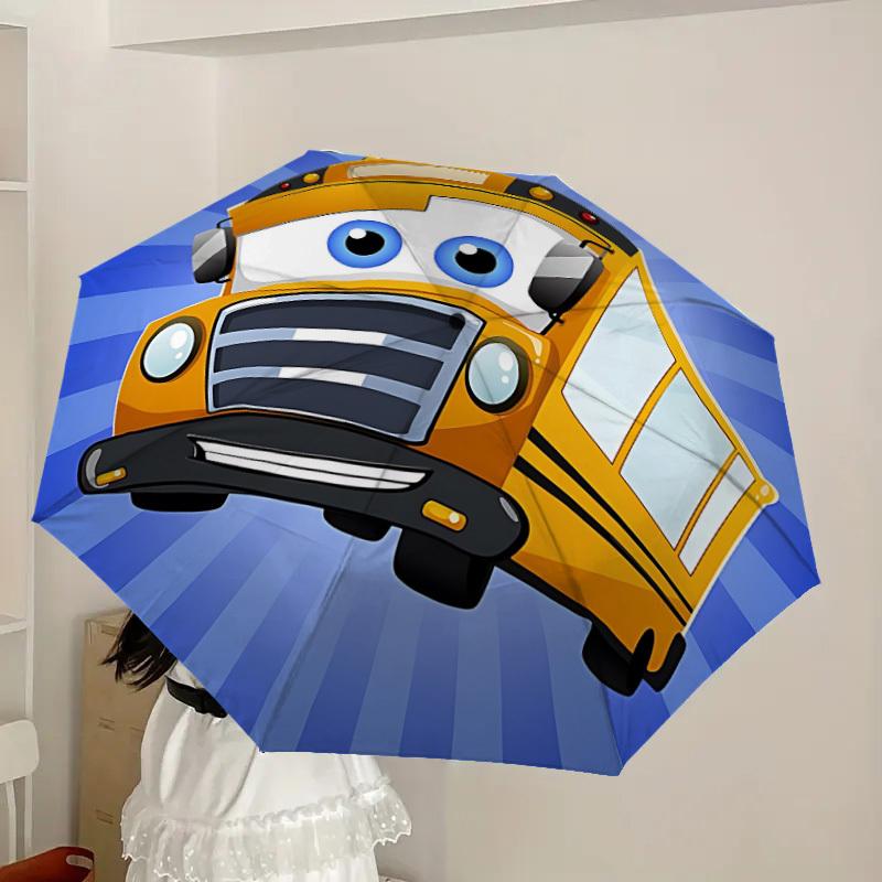 1pc School Bus Automatic Folding Umbrella] Durable Iron Frame & Rod, Portable Folding, Makes a Great Holiday Gift yy251016278