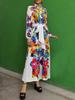 Elegant Women's V-neck Belted Print Dress - 2025 Fashion Collection