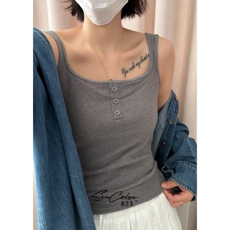 New Autumn and Winter Slim Everything Simple Fashion Vest Button Design Sense Thread Ground Hair Slim-fit Waistcoat