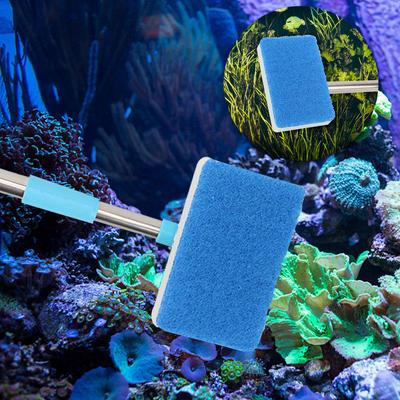 Aquarium Fish Tank Brushes 180° Adjustable Cleaner Scrubber Glass Window Algae Double-Sided Sponge Cleaning Brush Long Handle