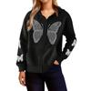 Women's Casual Loose Winter Butterfly Zipper Hooded Long Sleeve Pocket Jacket