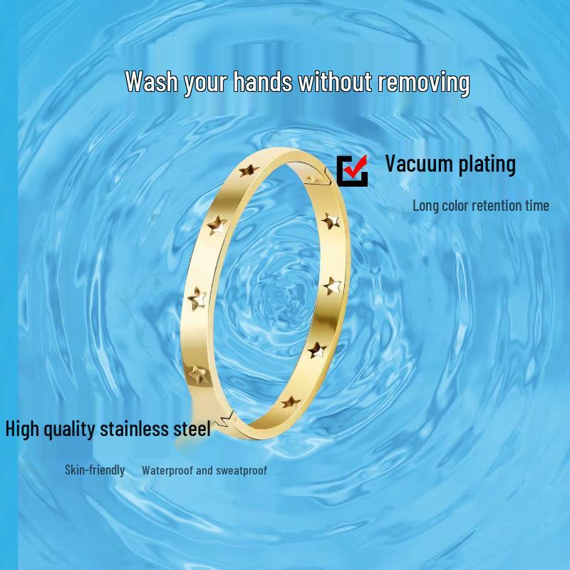 Titanium Stainless Steel Women's Bracelet with Star Ornament - High-End, Light Luxury, Versatile, and Fade-Resistant.
