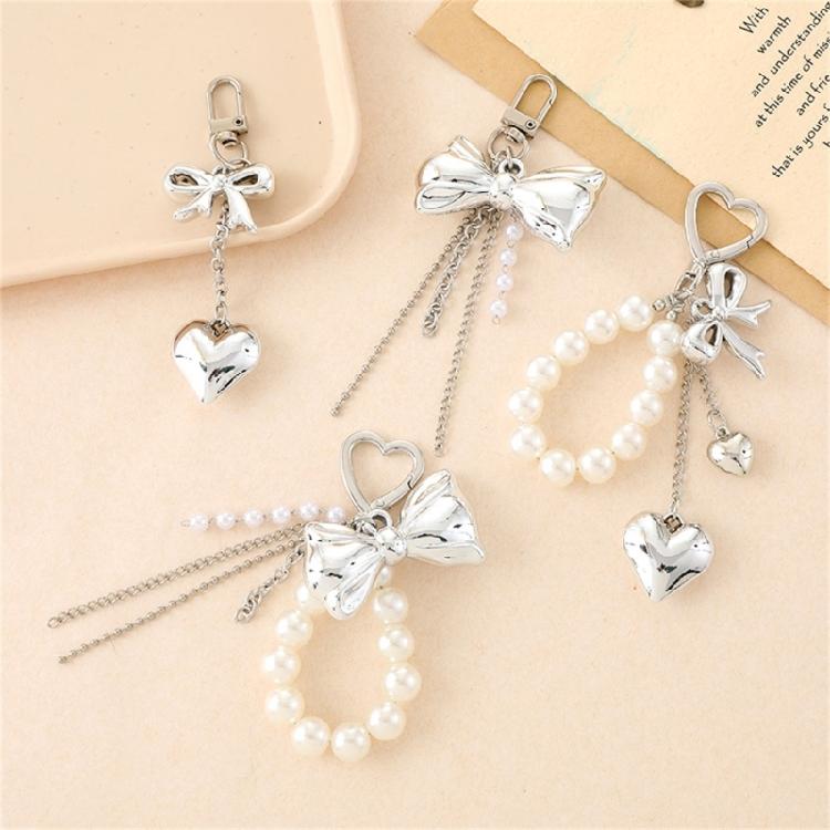Pearls Bows Keychain Bag Charms Car Keyrings Bag Charms Accessories for Purse Backpack Decorations Valentines Day Gifts