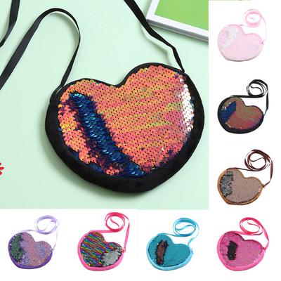 Cartoon Children Bag Cute Girl Love Shoulder Bag Heart-shaped Sequins Purse