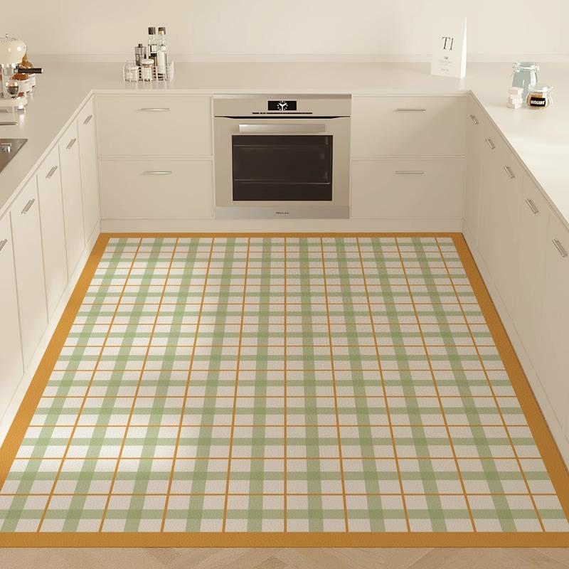 PVC Carpet for Kitchen Waterproof Dust-proof Easy To Clean Leather Floor Mat Fashion Dopamine Checkered Balcony Rugs Alfombra 