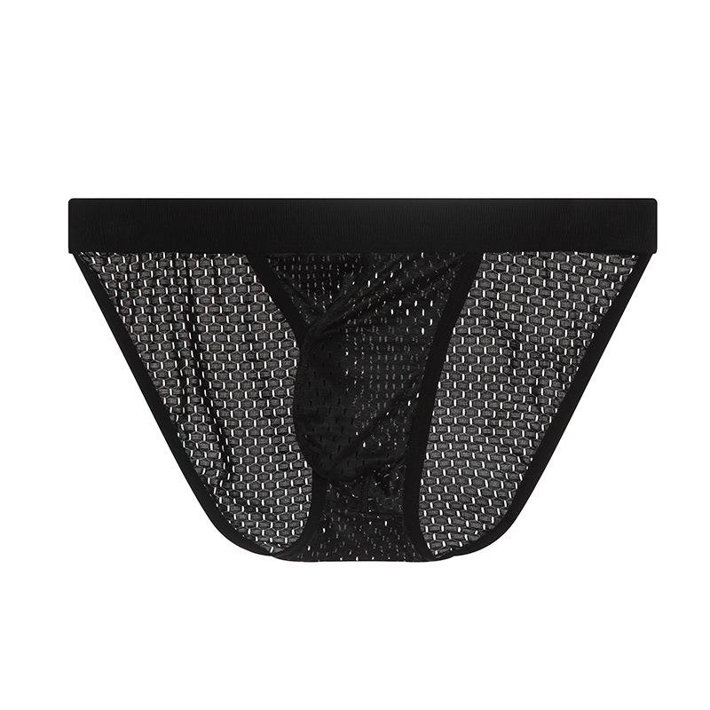 Men's Wide Waist Mesh U-Pouch Low Waist Sports Underwear, Large Size, Breathable High Cut Design
