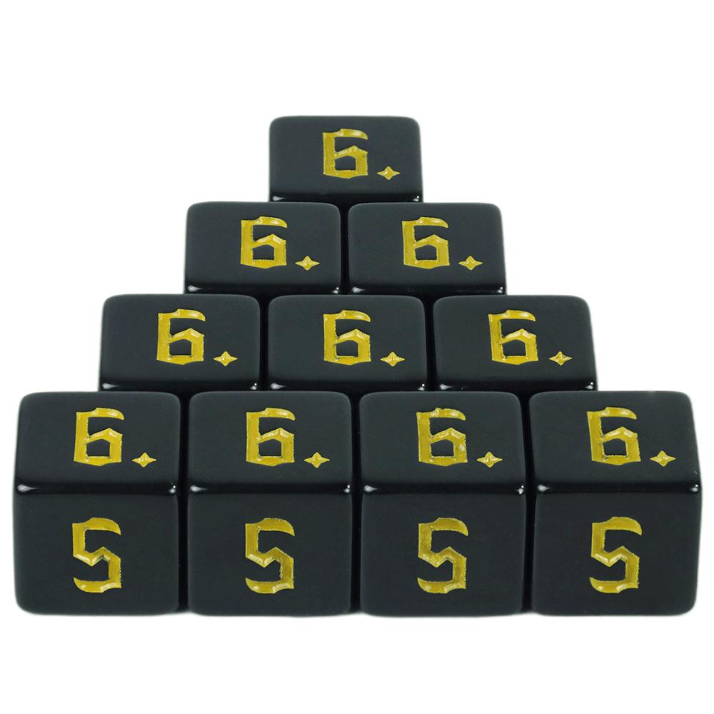 Czarne kostki 10szt. 6-ścienne kostki wielościenne do RPG D&D Akcesoria Stół Plansza Gra RPG Kostki