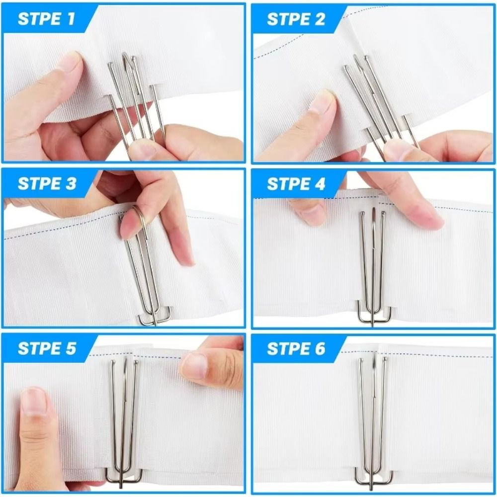 10 Stück 4-Zinken Gardinenfaltenhaken Rostbeständig DIY Gardinenhaken Edelstahl Badezimmer Pinch Faltenclips