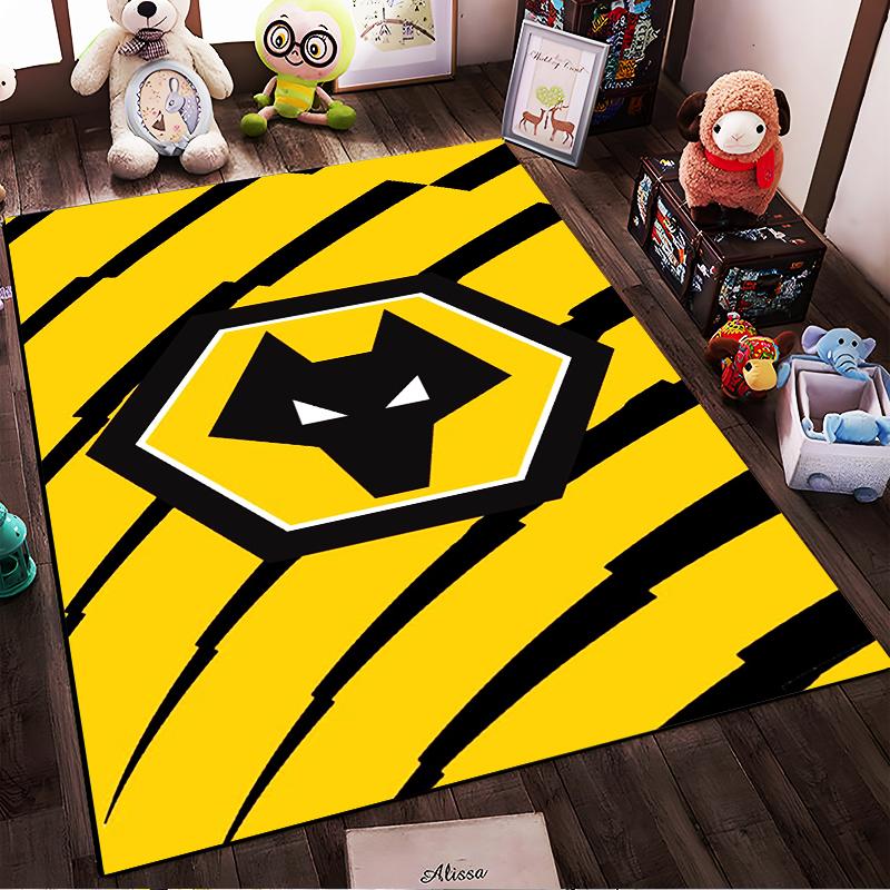 Bold Yellow Wolf Emblem Non-slip Rug Non-slip Rug Suitable for Living Room and Bedroom Sofas