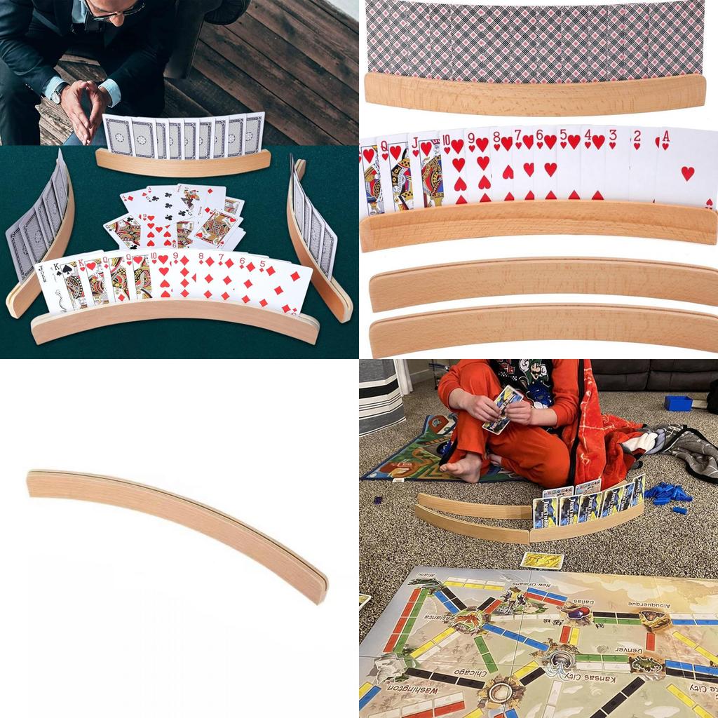 Modern Wooden Playing Card Stand With Long Arms For Home Game Use