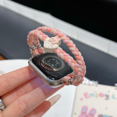 Apple Watches Für Apple Watch 10. Generation Niedliche Cartoon Doppelt Geflochtene Seil Iwatch987Se Armband Für Frauen