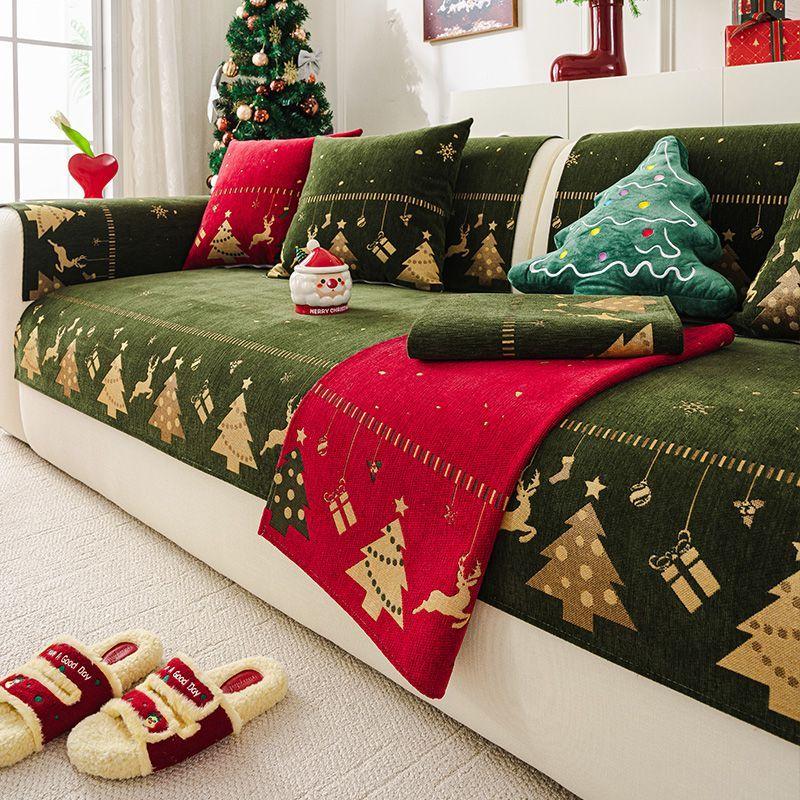 Chenille Christmas Sofa Cushions—All-Season, Minimalist, Non-Slip Seat Cushions and Sofa Covers