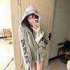 American Retro Gothic Streetwear Embroidered Zip Hoodie Loose Fit Casual Sweatshirt Unisex Women