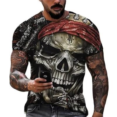 Vintage Schädel T-shirt Für Männer 3d Gedruckt Schädel männer T-shirts Übergroßen Kurzarm Tops T Shirt Männer Tod Kleidung camiseta