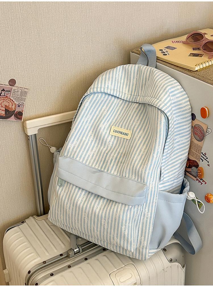 Schoolbag new striped spring outing high value soft girl cute middle school student backpack small fresh backpack