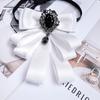 Fabric Bowtie Crystal Collar Flower Brooch Accessories Bow Tie  British Style