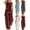 Women's 2 Piece Lounge Sets Sleeveless Crew Neck Top And Wide Leg Pants Outfit Summer Travel Vacatio Matching Sets