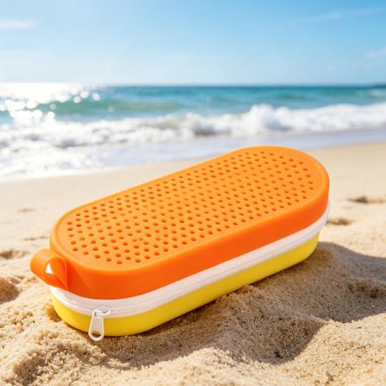 Swimming Goggles Case Double-Sided Color with Portable Handle Container Soft Silicone Ventilation Holes Water Drainage Storage Box