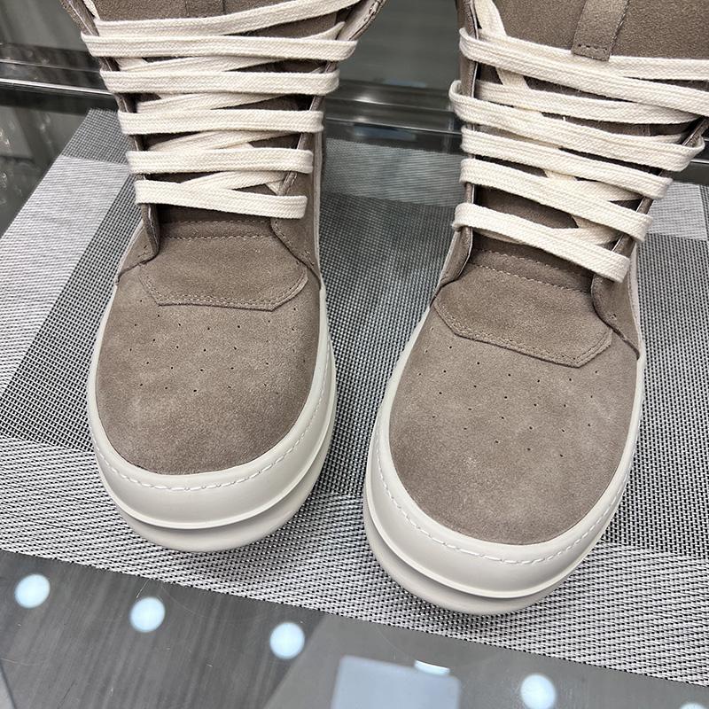 Ro Buty Męskie Skóra Nowe Ziemisty Szary Zamsz Bydlęcy Sznurowane Zamek Gruba Podeszwa Luksusowe Geo Damskie Uliczne Hip-hop Codzienne Płaskie Buty