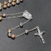6mm Rosary Bead Necklace Catholic Necklace with Jesus Christ for Cross Pendant