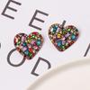 Korean Fashion Heart Metal Hollow Stud Earrings For Women Girl Luxury Bling Color Crystal Party Jewelry Aesthetic Accessories