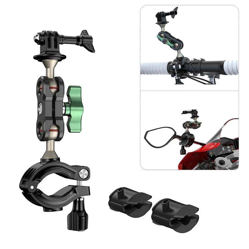 Alloy Metal Motorcycle Camera Holder Handlebar Bicycle Tripod Mount Bike Bracket for GoPro 12 DJI Insta Phone Camera Accessories